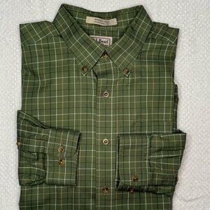 L.L. Bean Men's Wrinkle Free Green Plaid Shirt